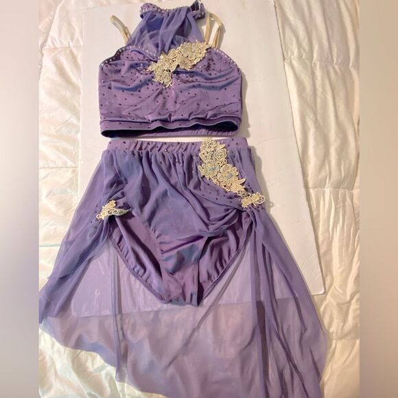 Weissman dance costume 2 piece lavender purple Something In The Water 11582 MA - Picture 3 of 12